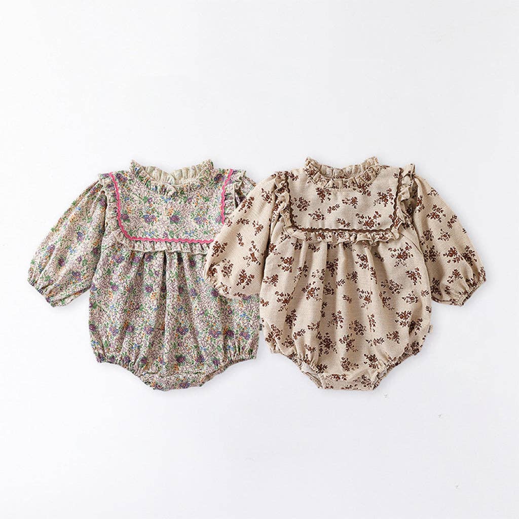 Floral Pattern Autumn Western Style Onesies: Apricot / 80 (9-12M)