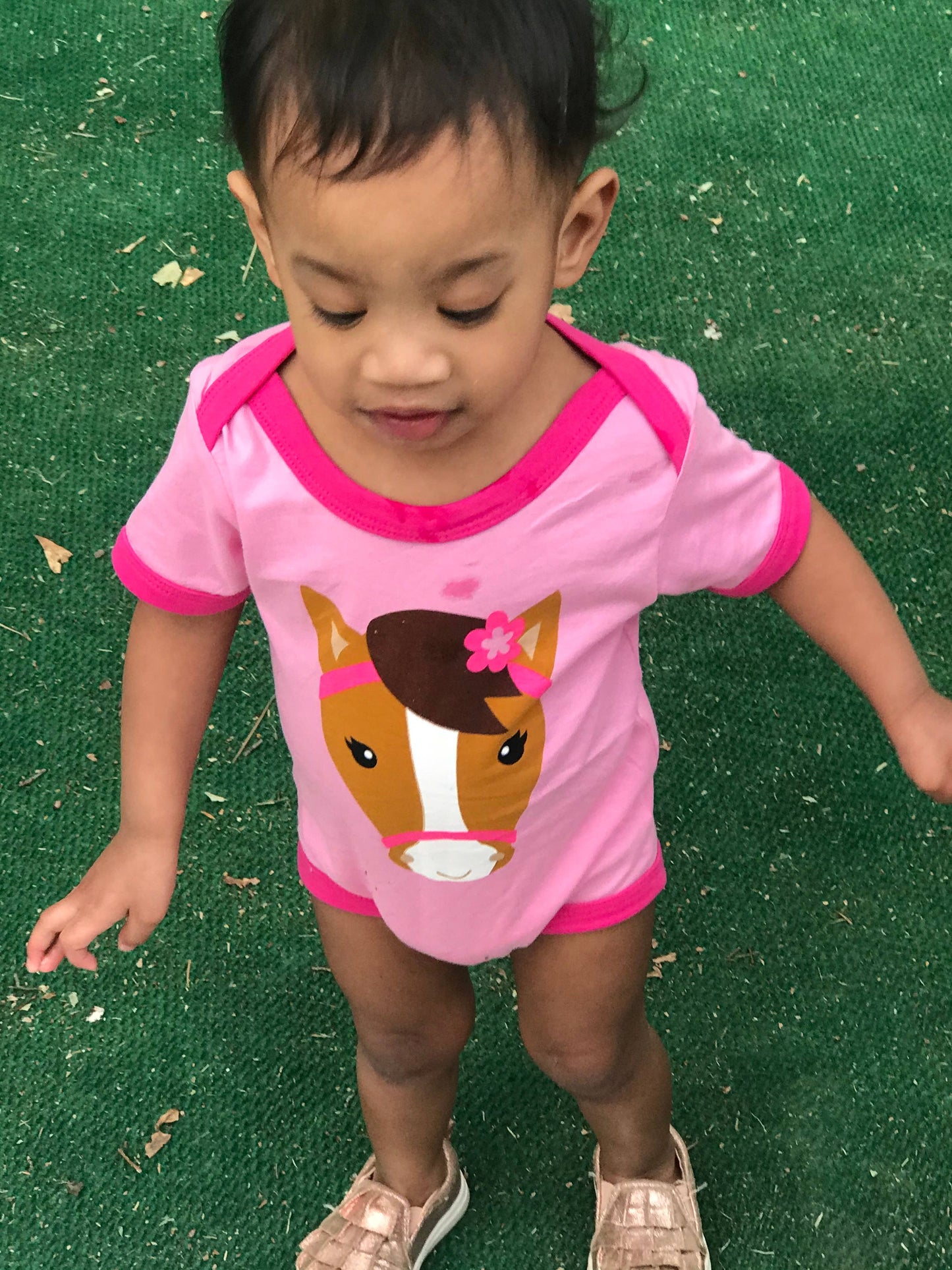 Pink Horse Baby Western Bodysuit: 12M
