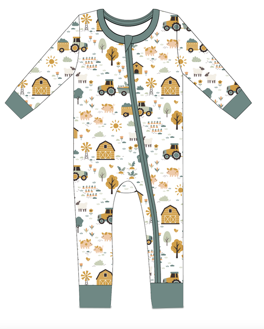 Baby Bamboo Pajamas - Bamboo Sleeper - Sawyer - Farm Friends: 12-18m