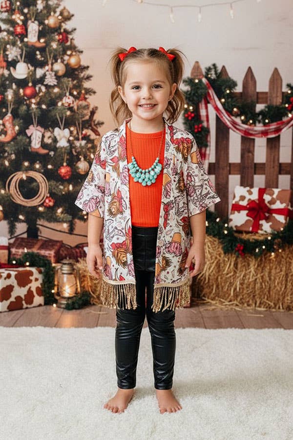 Bulls & Cactus Cardigan w/sequin tassels