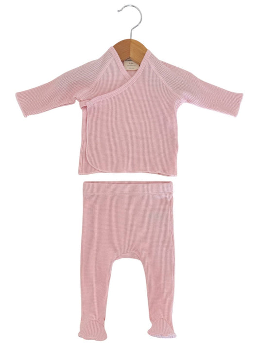 Organic Waffle Kimono & Pant Set, Blush