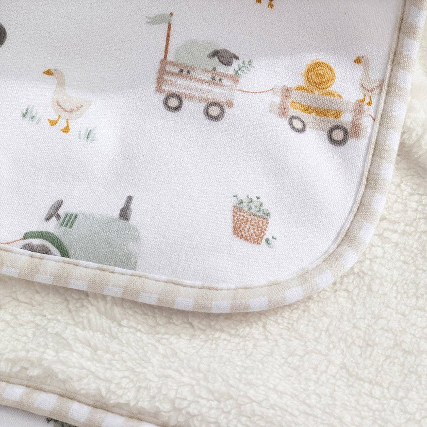 Premium Cotton Baby Blanket w/ Plush Lining | Tractor Ride