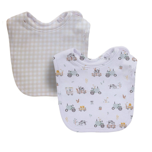 2PK Cotton Baby Bib - Tractor Ride |  Baby Accessories