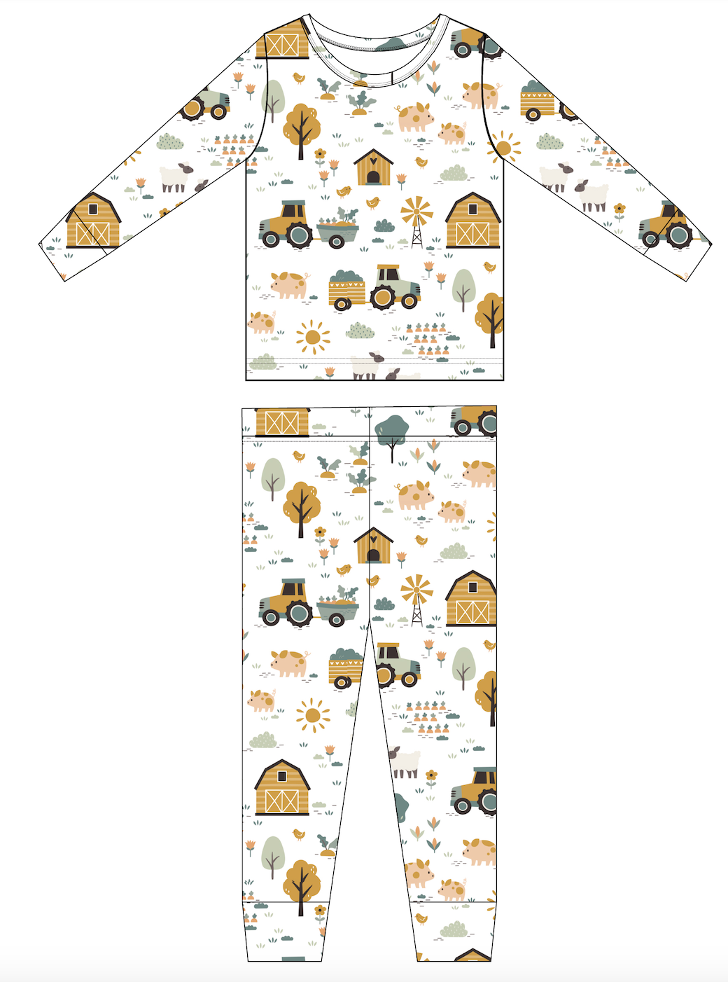 Kids Bamboo Pajamas - Sawyer - Farm Friends: 4