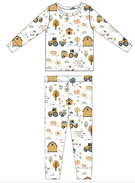 Kids Bamboo Pajamas - Sawyer - Farm Friends: 3