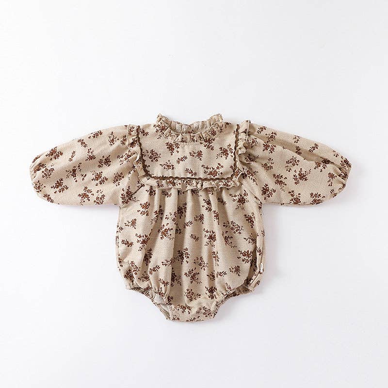 Floral Pattern Autumn Western Style Onesies: Apricot / 66 (3-6M)