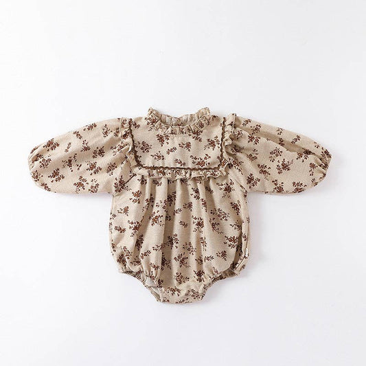 Floral Pattern Autumn Western Style Onesies: Apricot / 66 (3-6M)