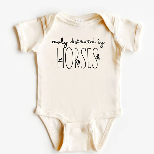 Easily Distracted by Horses Long Sleeve Bodysuit
