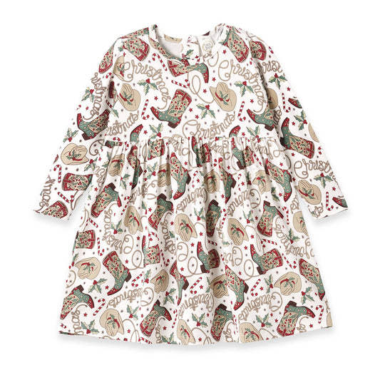 Holiday Hoedown Christmas Girl's Western Bamboo Dress: 2T