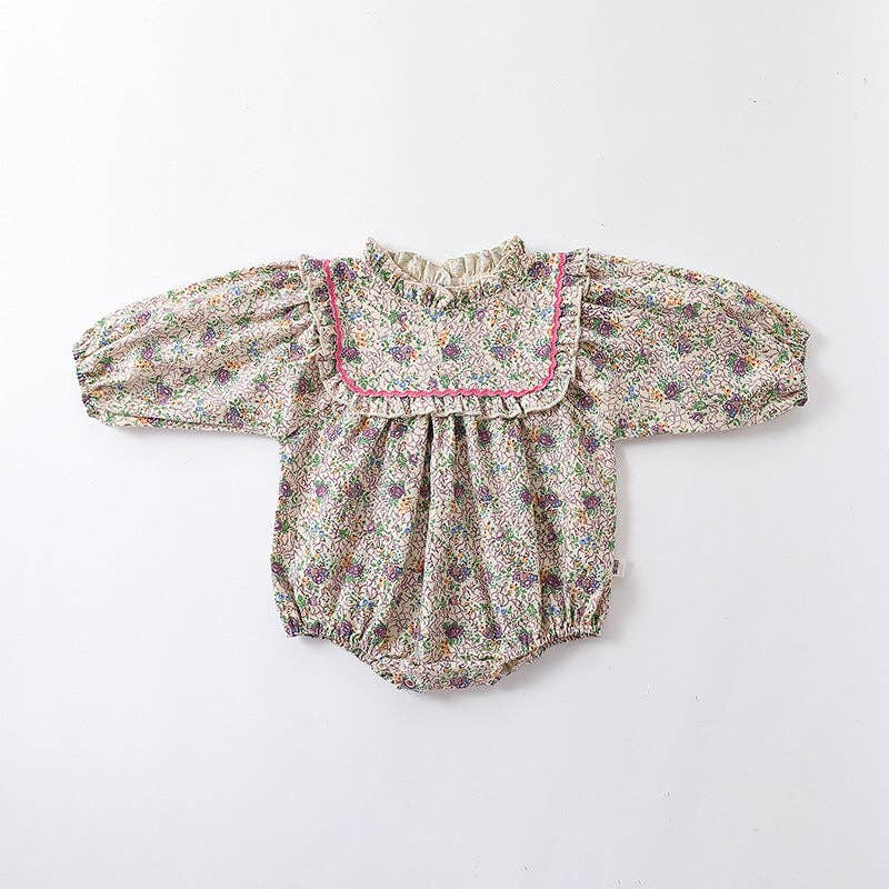 Floral Pattern Autumn Western Style Onesies: Apricot / 80 (9-12M)