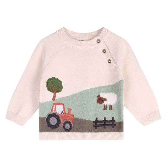 Farm Sheep Jacquard Sweater Knit Baby Pullover