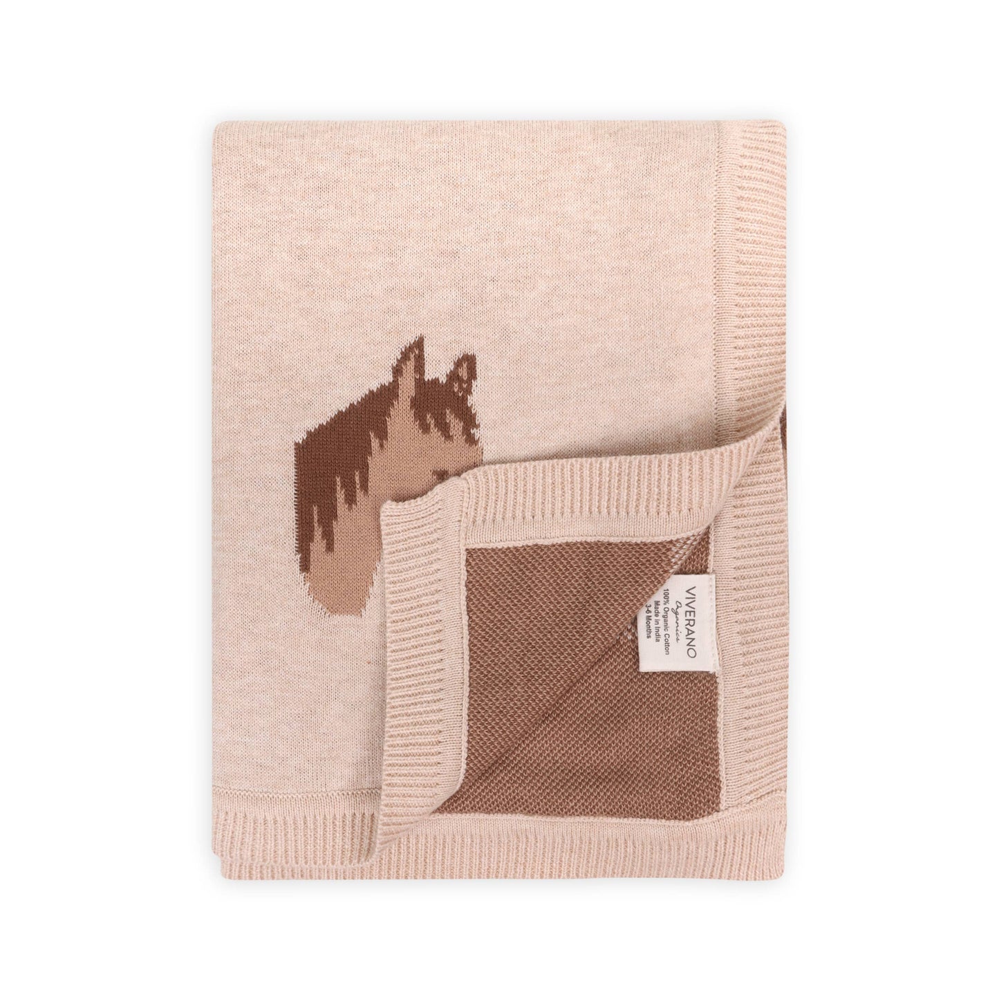 Horse Dreams - Organic Cotton Jacquard Knit Baby Blanket: Oatmeal Heather / One Size
