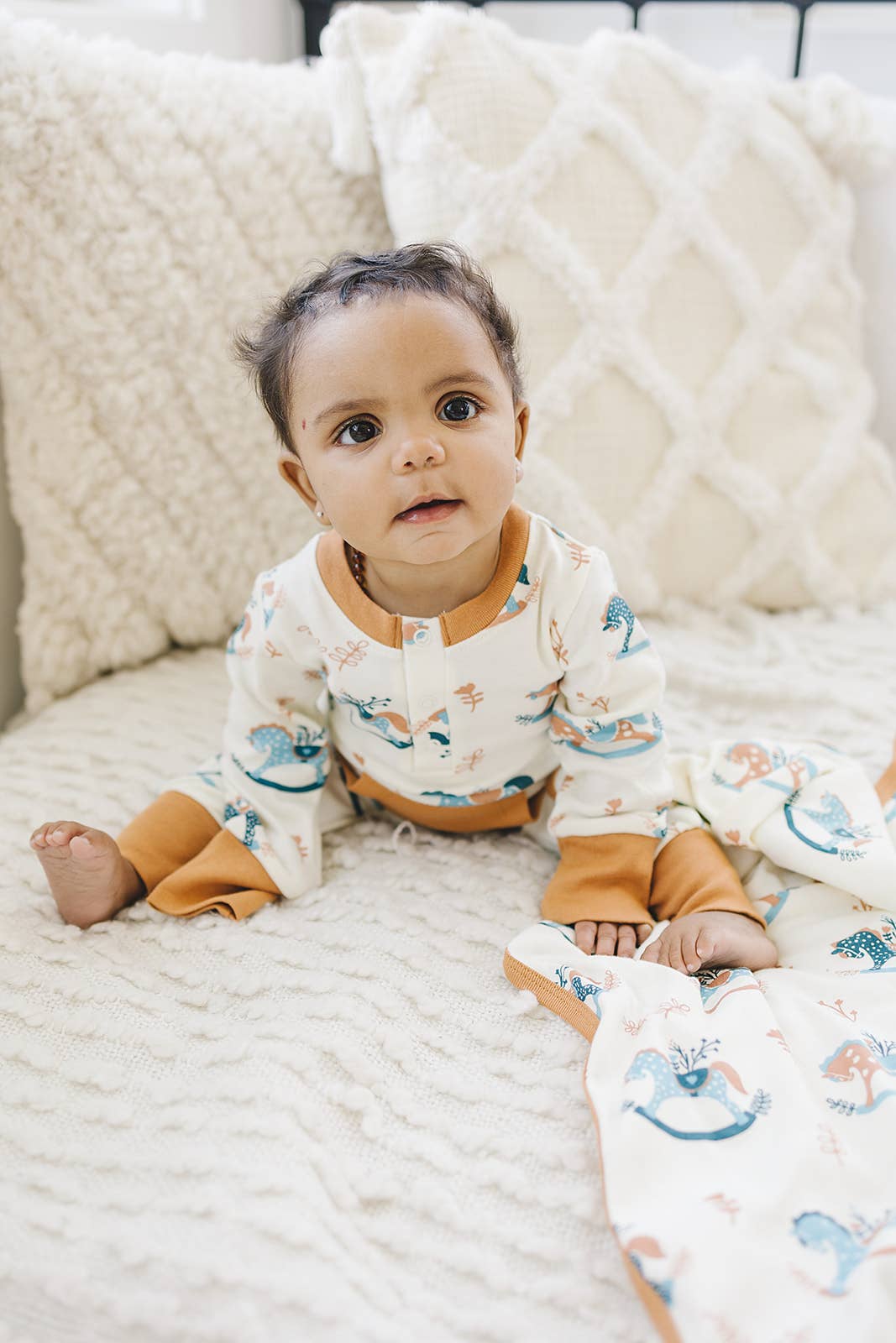 Organic Cotton Playsuit - Rocking Horse: 12-18