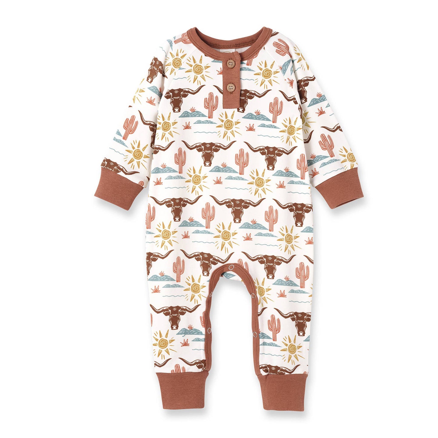Happy Trails Bamboo Henley Romper: NB