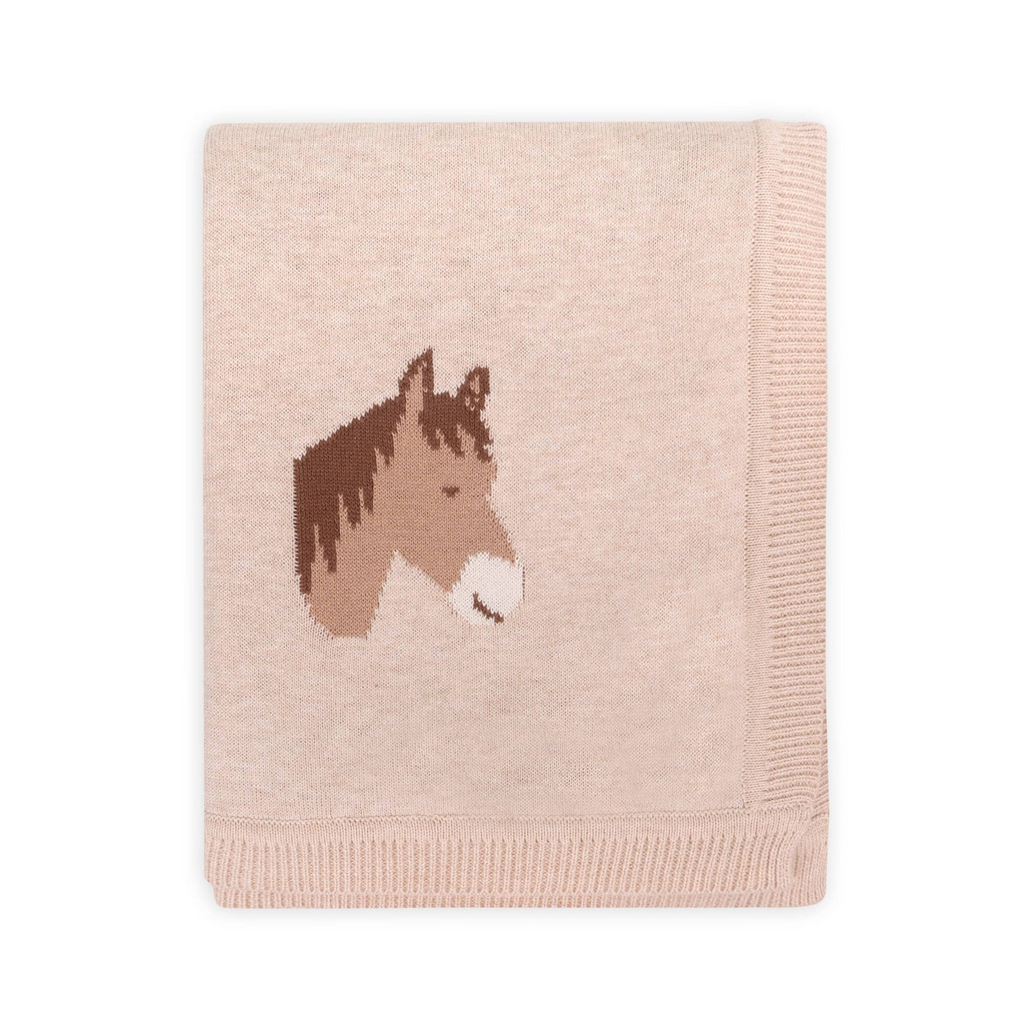 Horse Dreams - Organic Cotton Jacquard Knit Baby Blanket: Oatmeal Heather / One Size