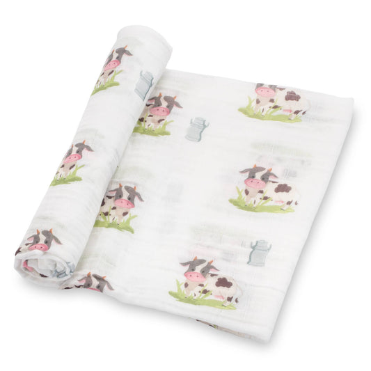 Moo Moo Here Farm Theme Baby Swaddle Blanket