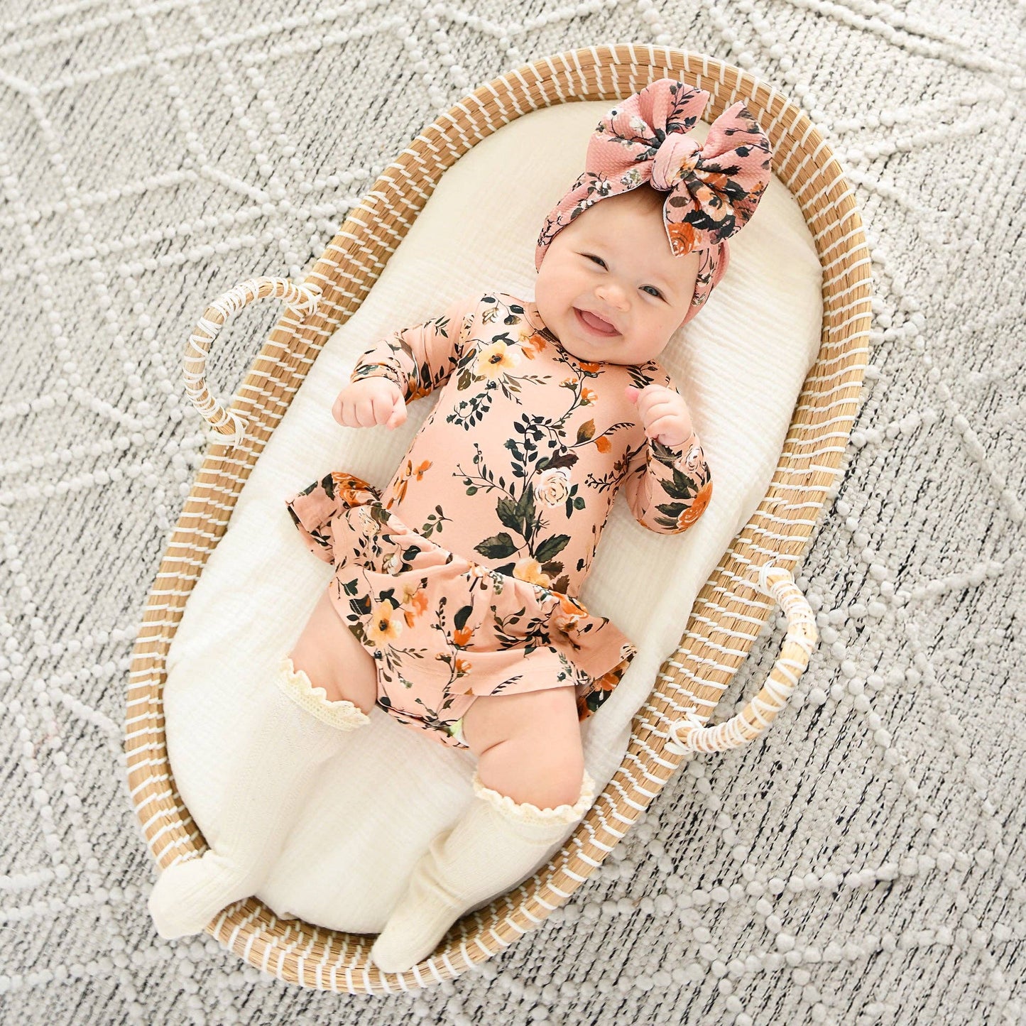 Flora Light Pink TUTU Bamboo Floral Baby Clothes Dress
