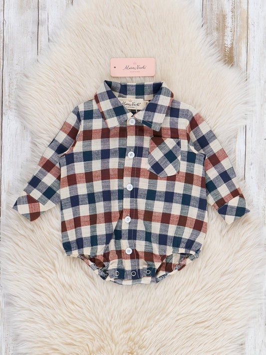 Vintage Plaid Button Up Bubble