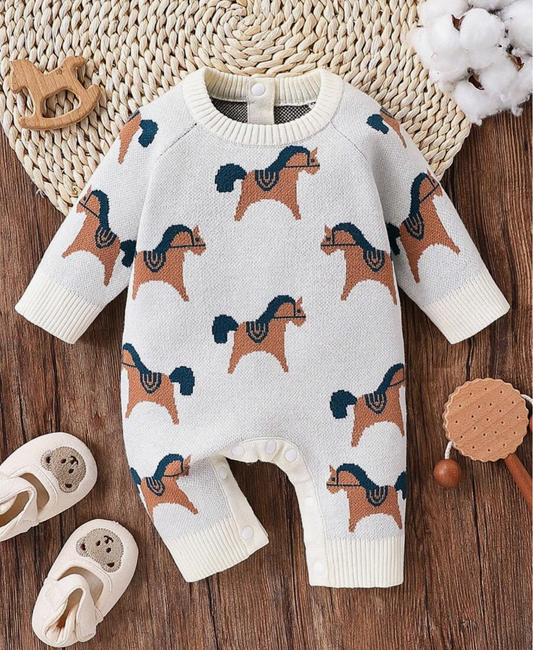 Long Sleeve Horse Sweater Romper