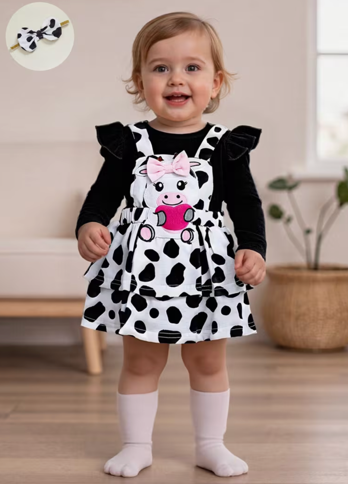 Cowprint Grils Dress Romper