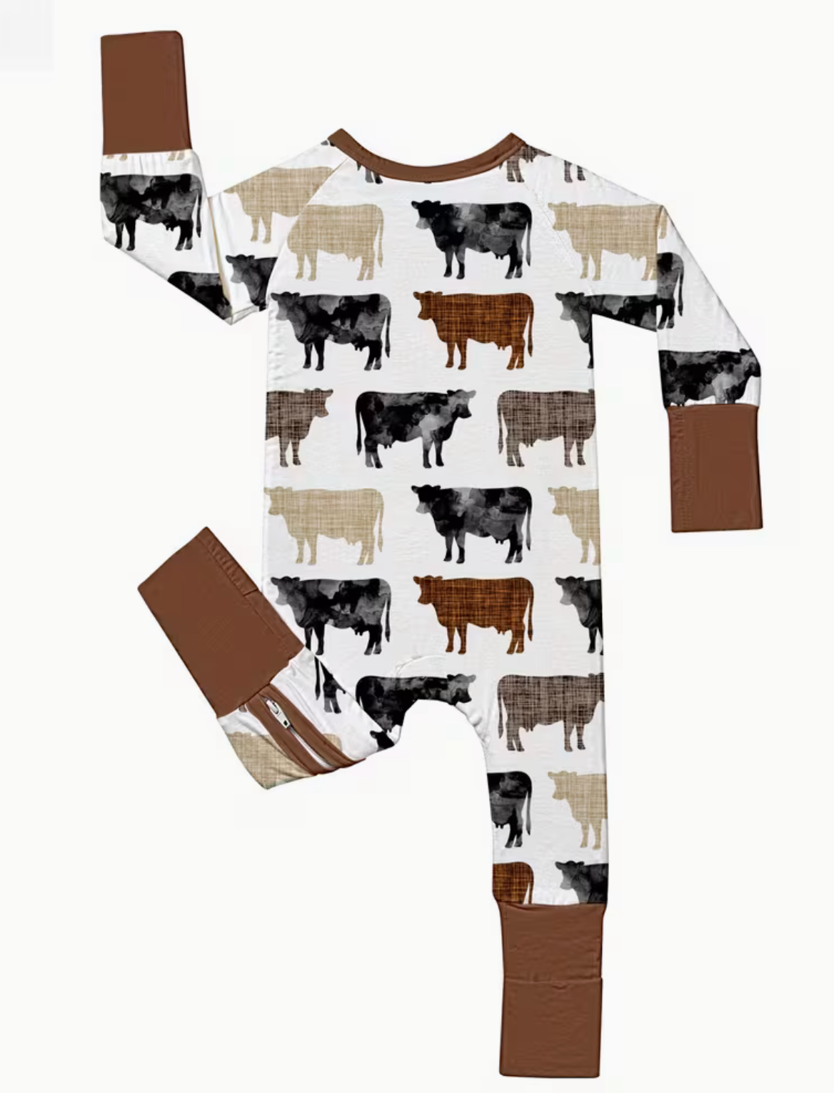 Long Sleeve Cow Romper