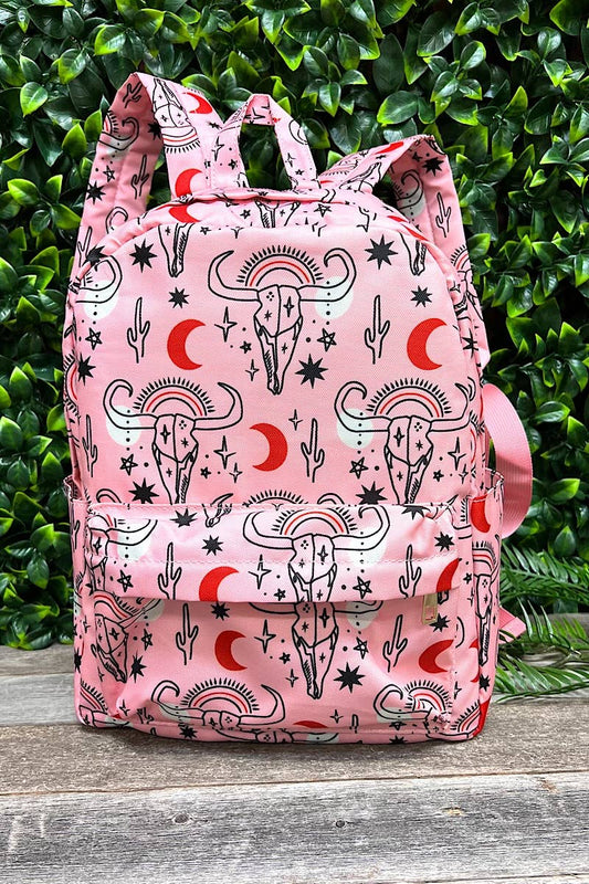 RAINBOW OVER THE BULL SKULL PRINTED SMALL SIZE BACKPACK.