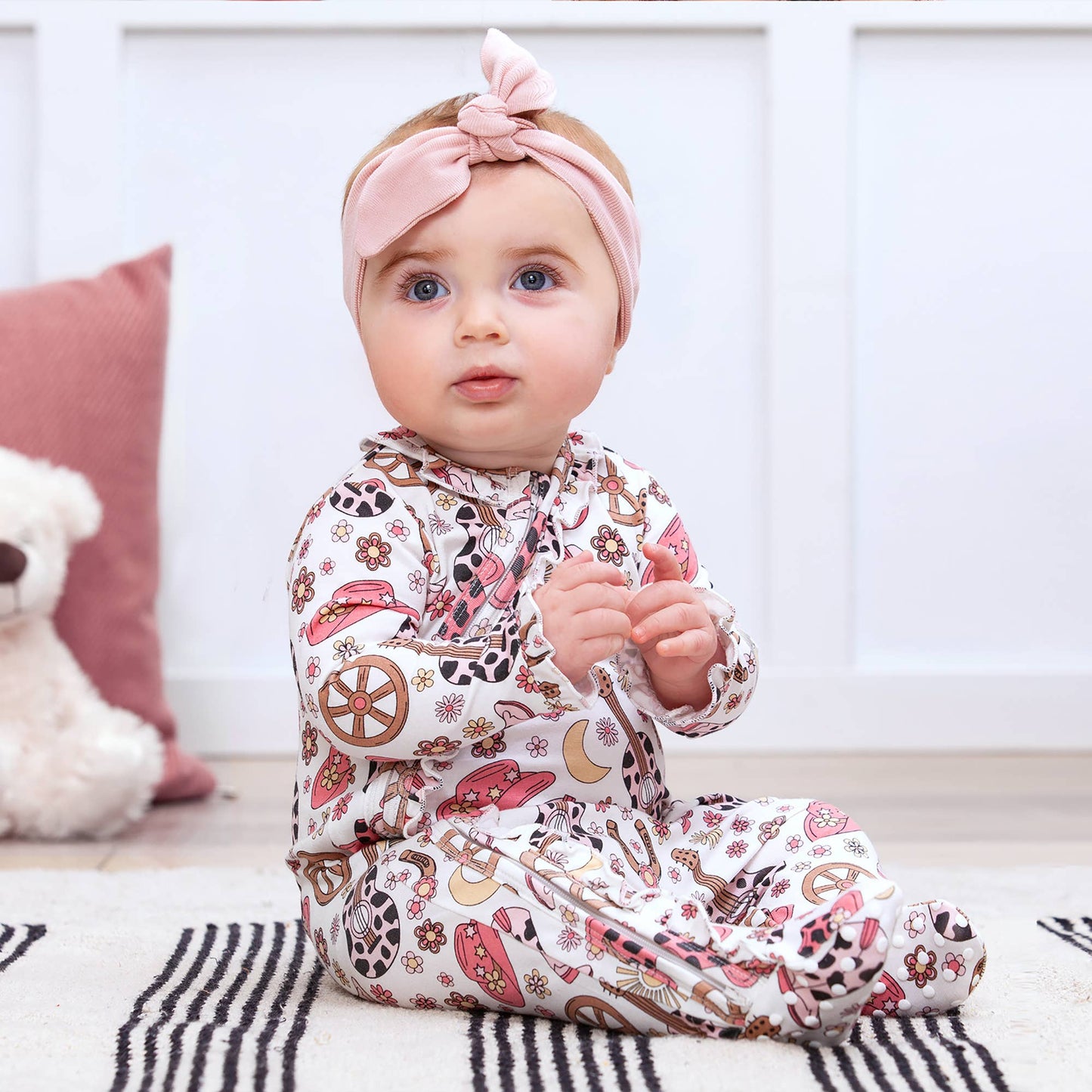 Cowgirl Cutie Bamboo Zipper Romper: NB