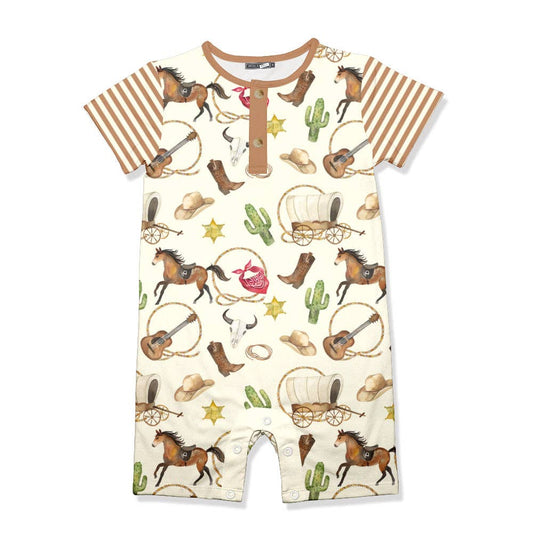 Baby Cream Horses Playsuit: Cream / 3M