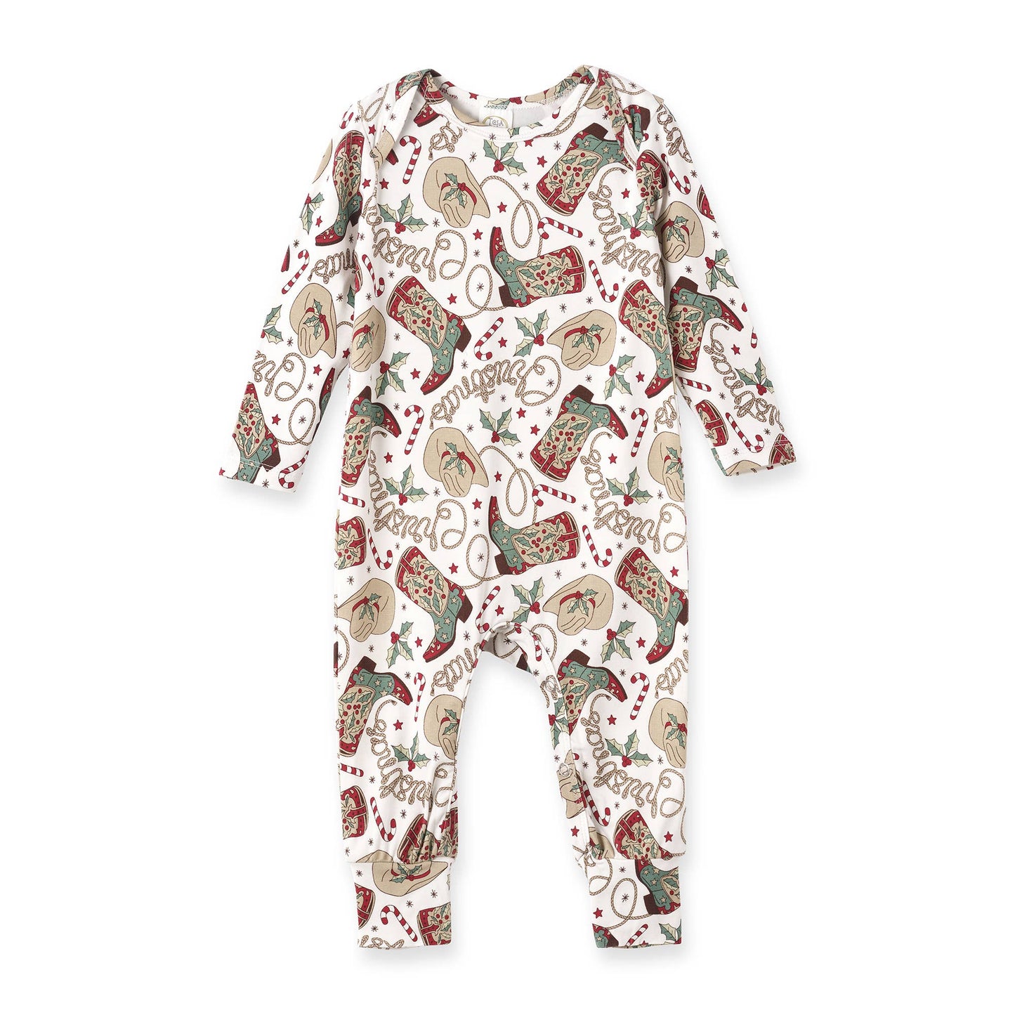Holiday Hoedown Christmas Bamboo Romper: 9-12M
