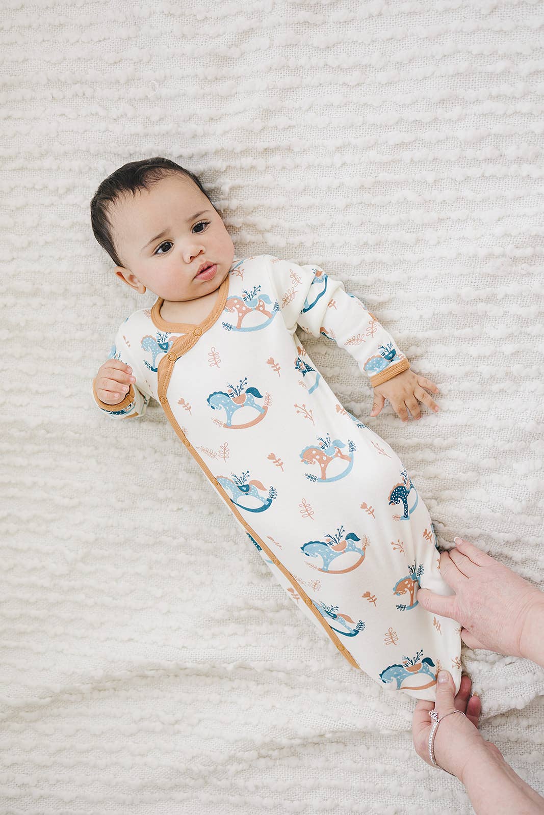 Organic Cotton Gown - Rocking Horse: 0-3