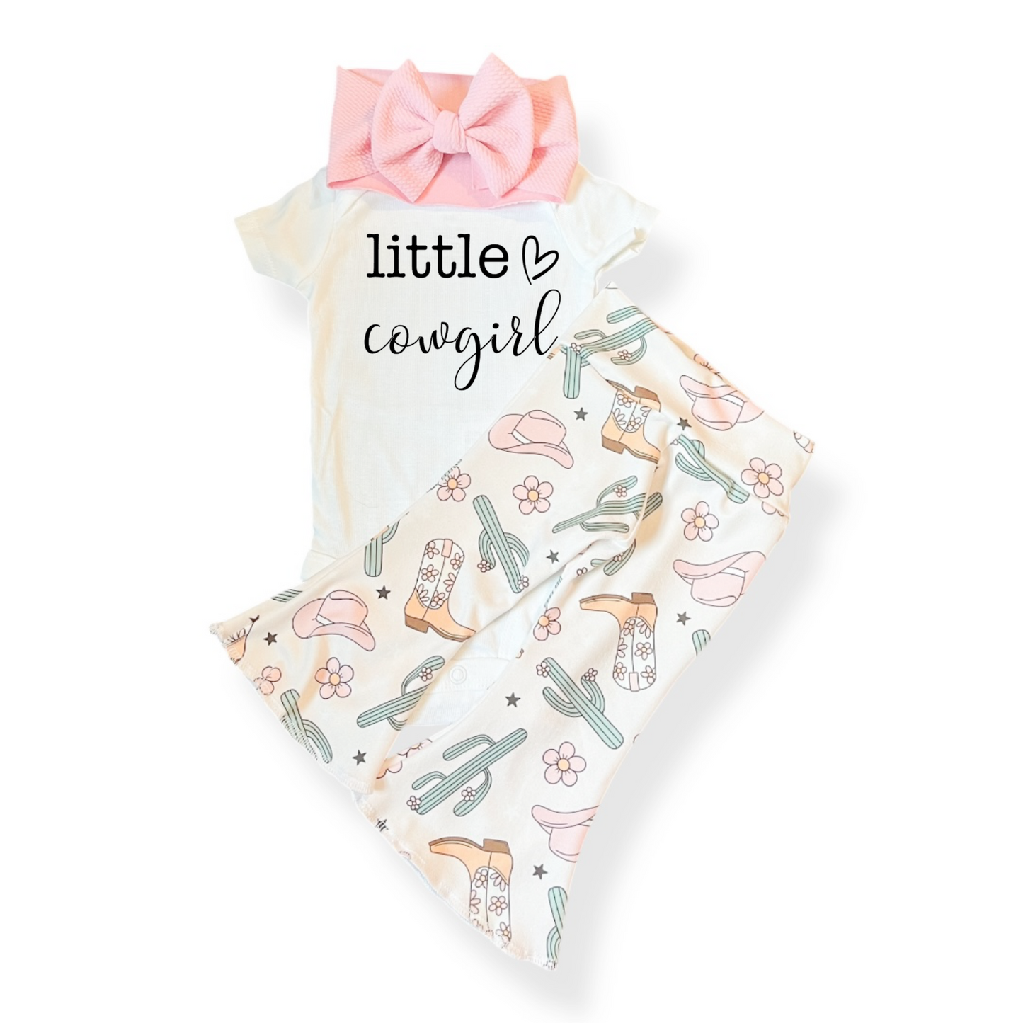 Pink Cowgirl Baby Bell Bottoms: NB