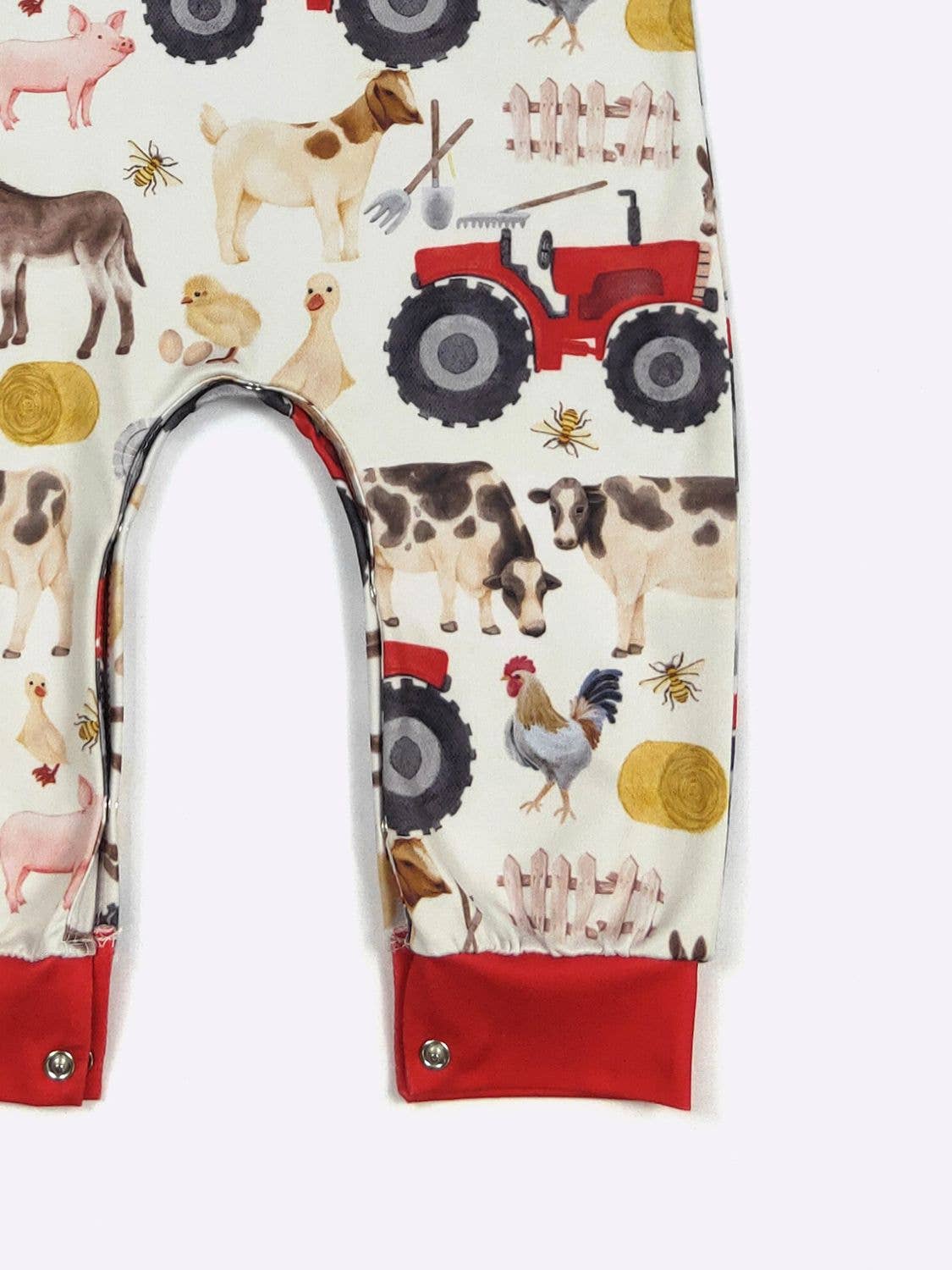 Red Farm Boy Romper: 6/12mo