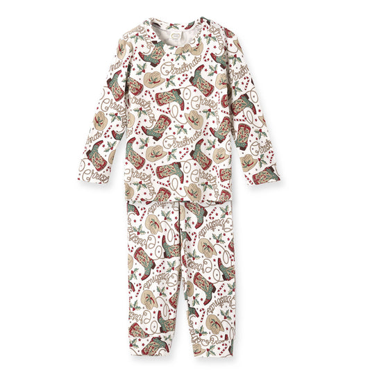 Western Christmas Family Matching Bamboo Pajamas - Cowboy: PJ Set Children 2T