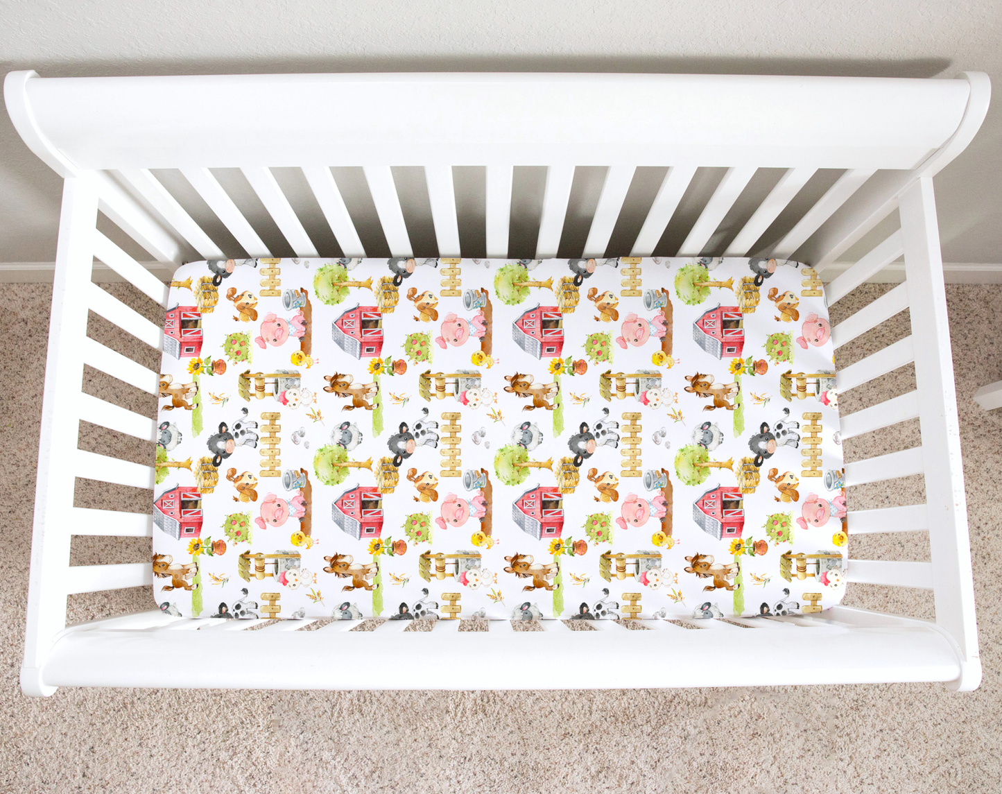 Standard Size Fitted Crib Sheet - Farm Animals
