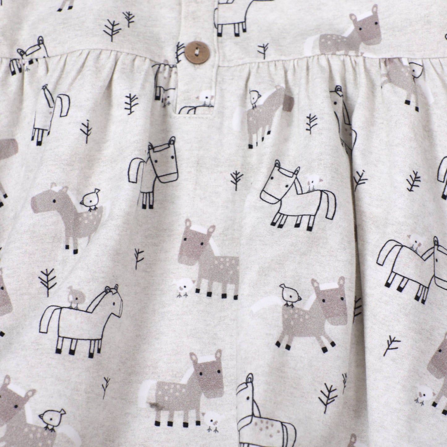 Horse & Bird Button Baby Flare Dress+ Bloomer Set(Organic): Heather Grey / 3-6M
