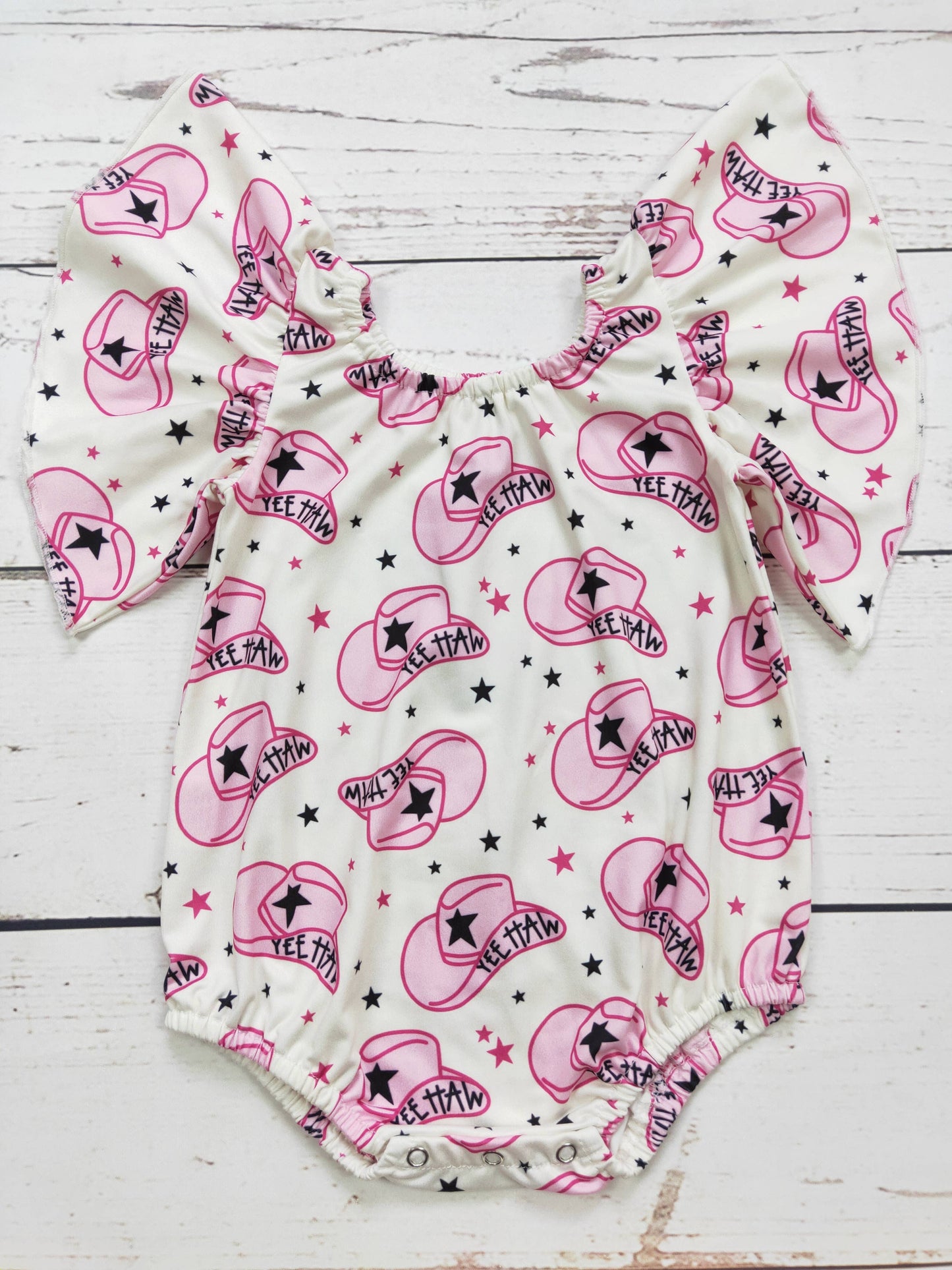 Yeehaw Hat Western Baby Girls Romper: 0-3M