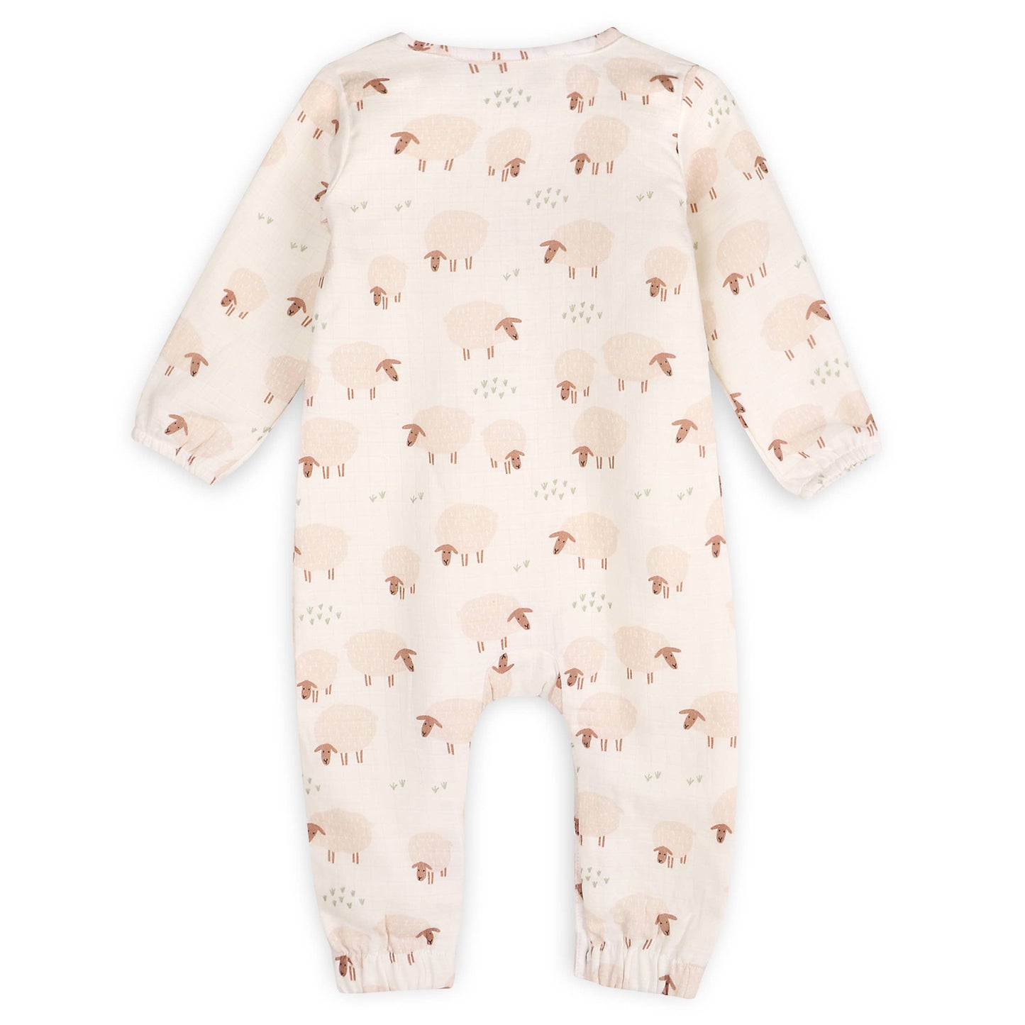 Sheep Long Sleeve Baby Jumpsuit (Organic Muslin): NATURAL / 12-18M