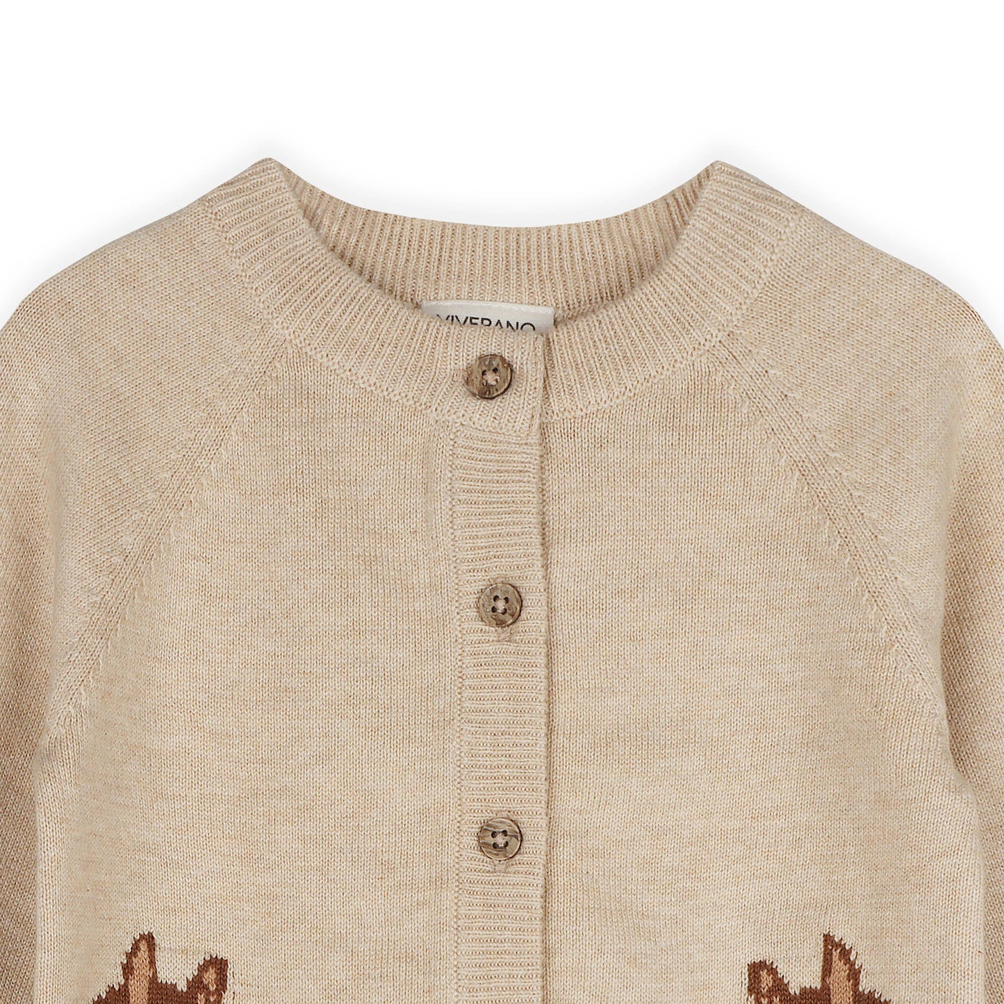 Horse Jacquard Sweater Knit Baby Cardigan (Organic Cotton): Oatmeal Heather / 18-24M