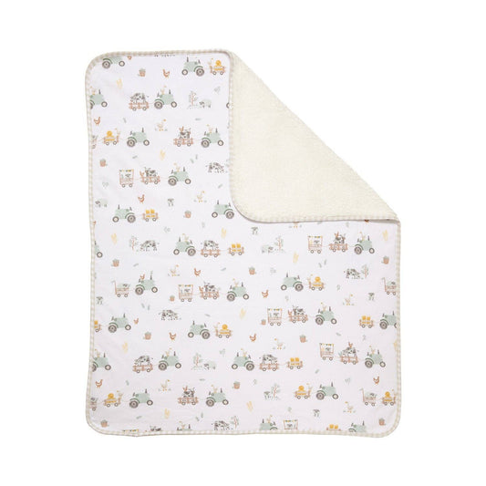 Premium Cotton Baby Blanket w/ Plush Lining | Tractor Ride