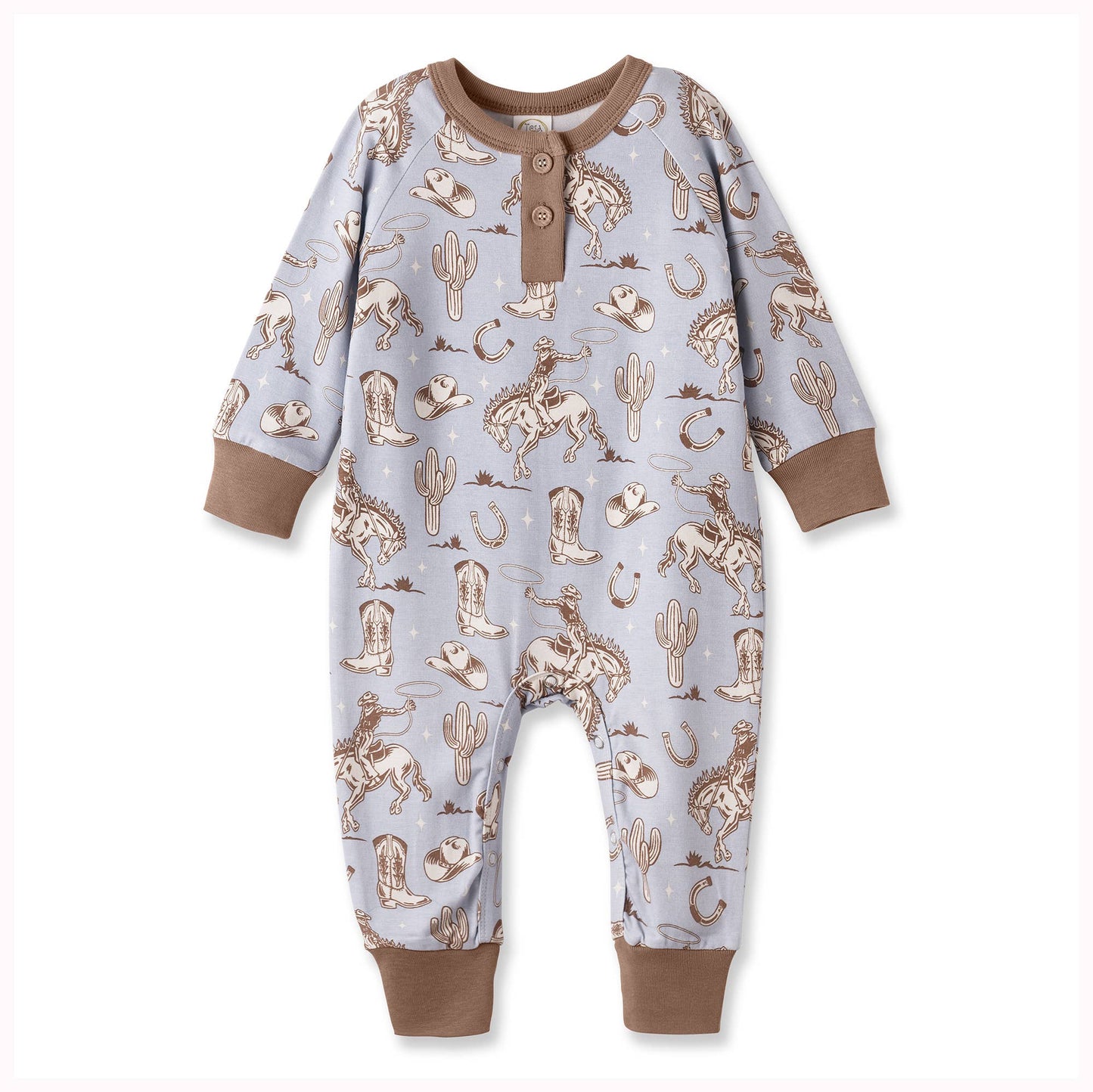 Blue Western Bamboo Henley Cowboy Romper