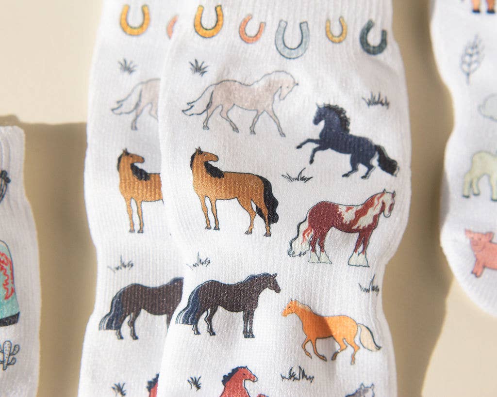 Cowboy - Non-Slip Baby Socks with Horses, Boots, Hats, Farm : 0 - 6M