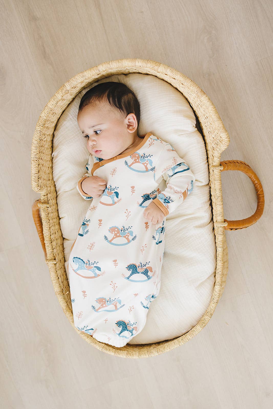 Organic Cotton Gown - Rocking Horse: 0-3