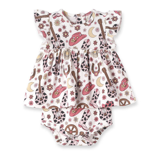 Cowgirl Cutie Bamboo Skirted Bodysuit: 0-3M