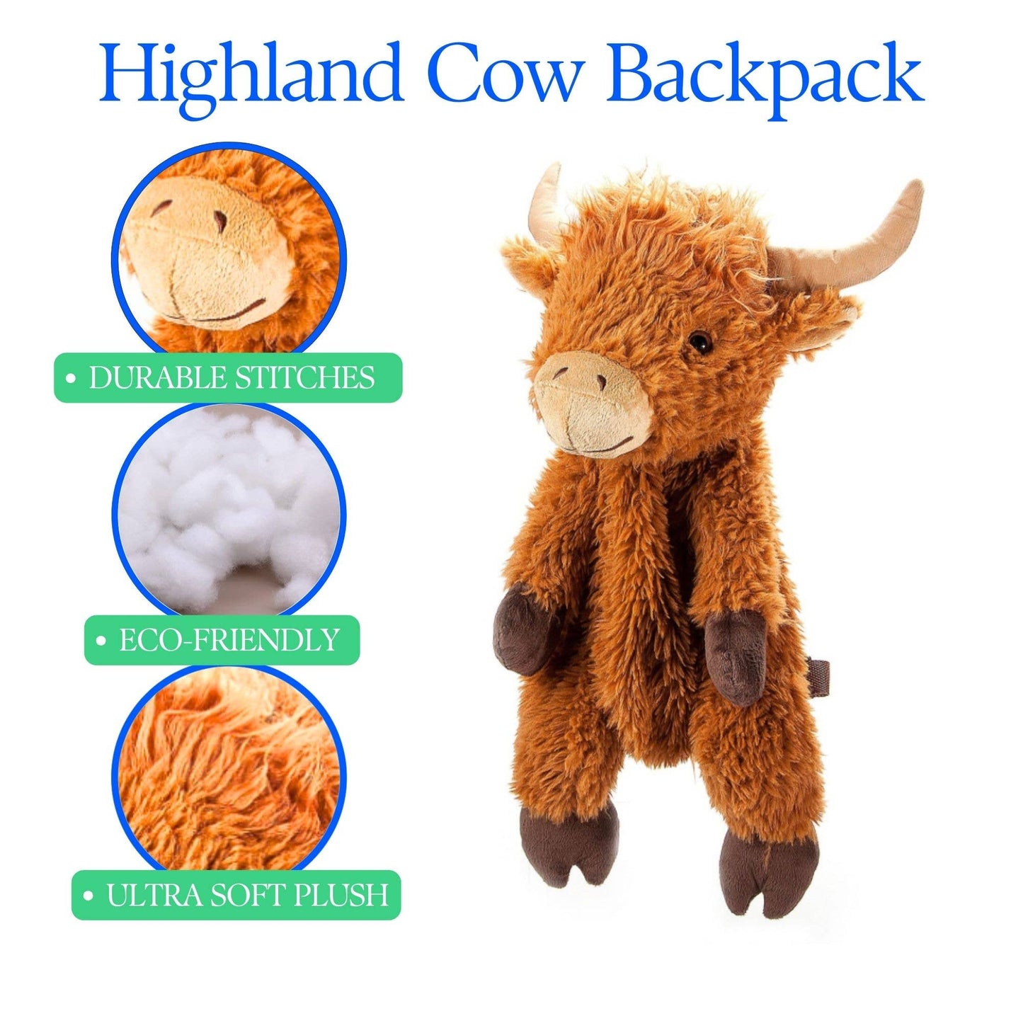 Highland Cow 20" Plush Animal Backpack