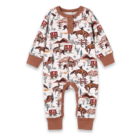 Western Spirit Baby Boy's Bamboo Henley Romper: 6-9M