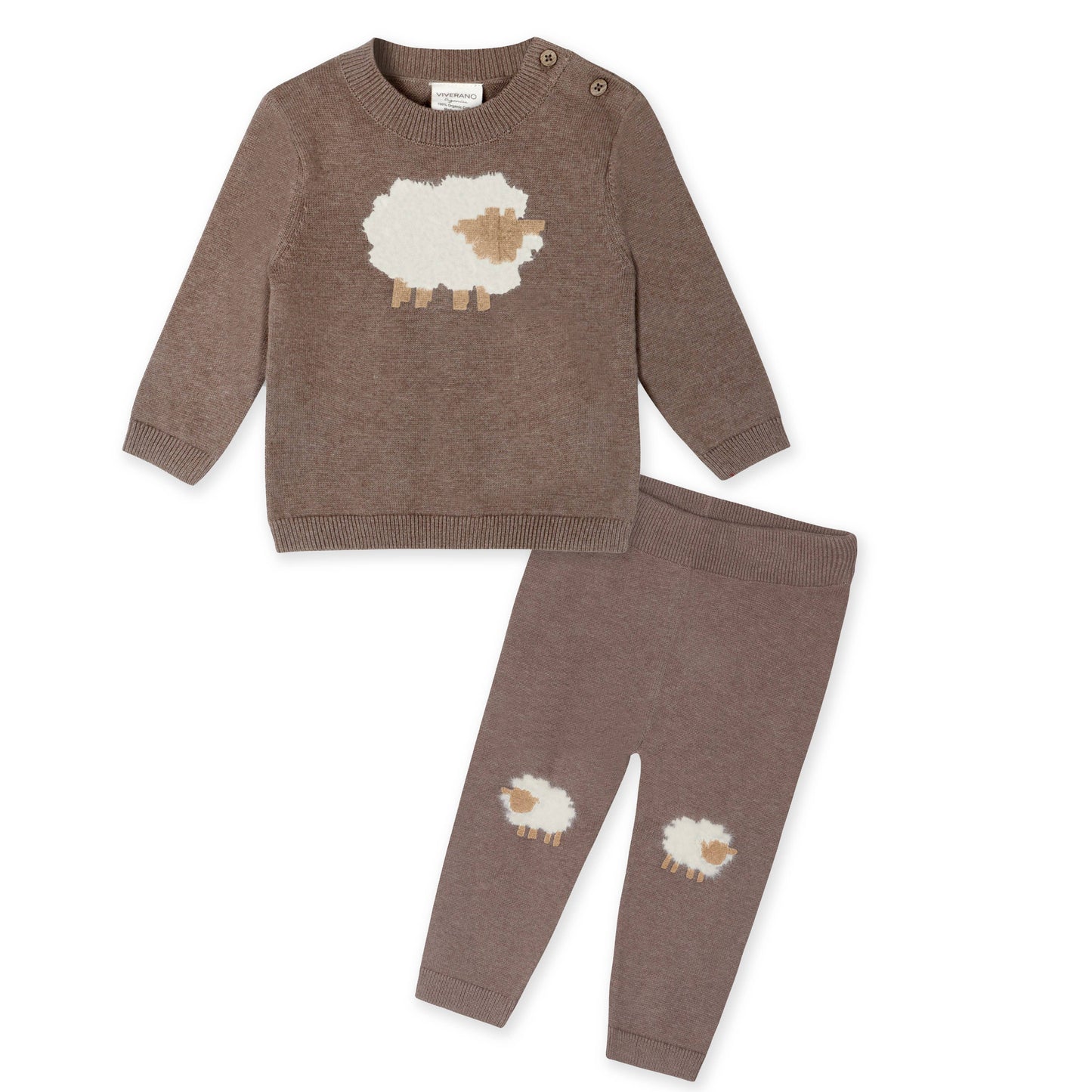 Sheep Jacquard Knit Baby Pullover & Pant SET