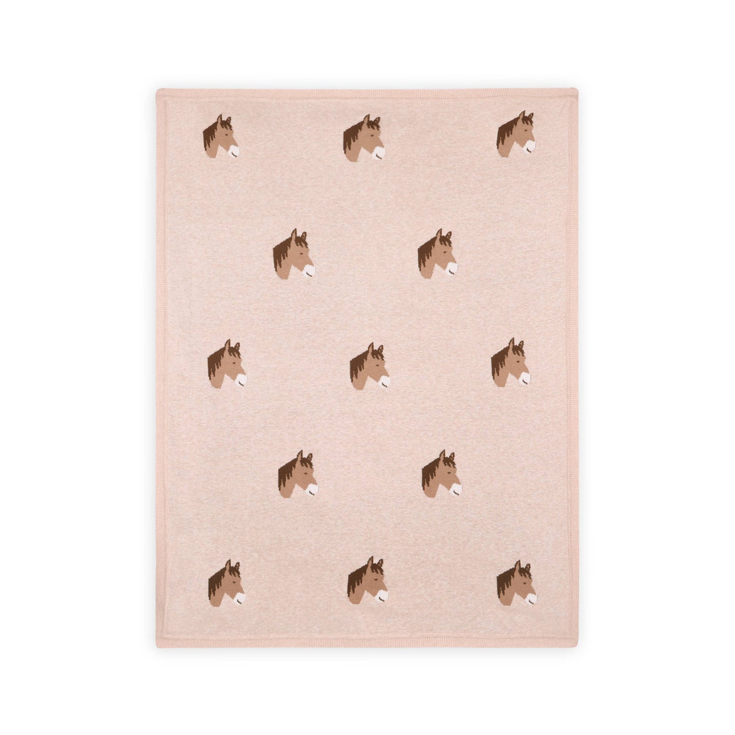 Horse Dreams - Organic Cotton Jacquard Knit Baby Blanket: Oatmeal Heather / One Size