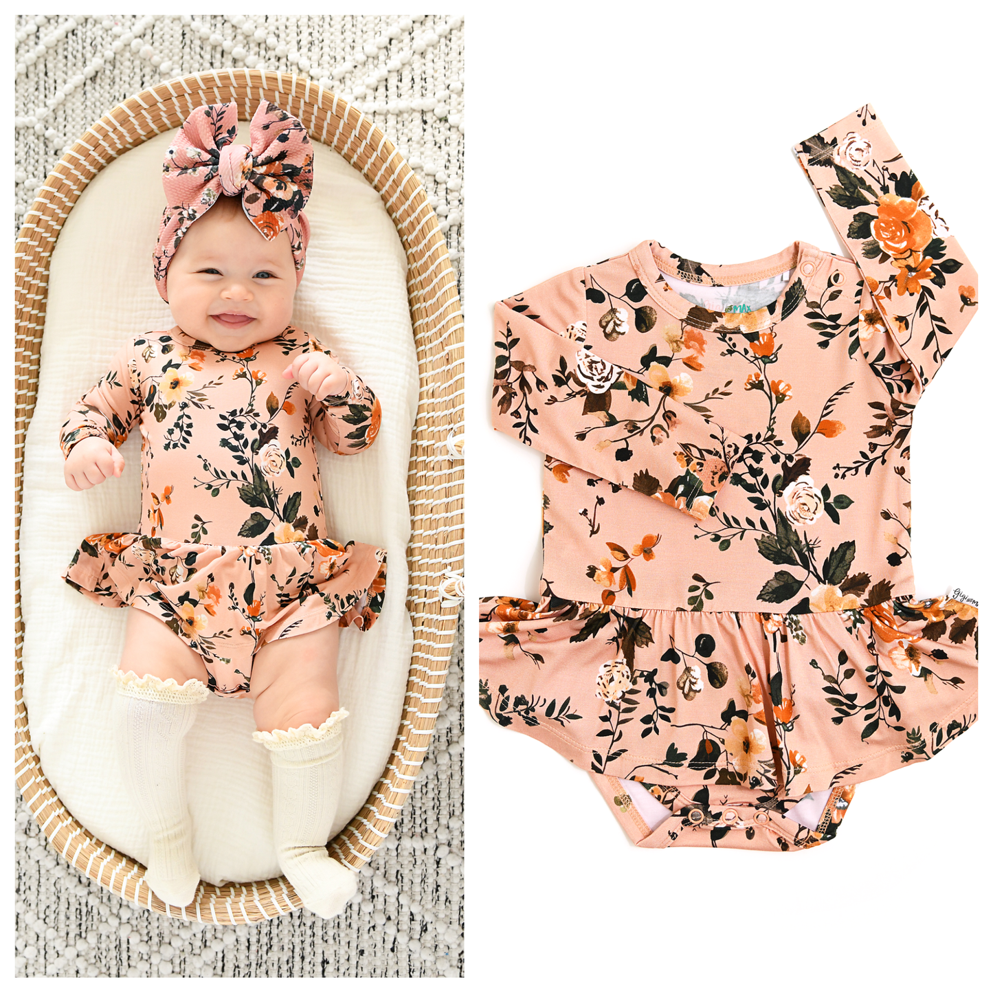 Flora Light Pink TUTU Bamboo Floral Baby Clothes Dress