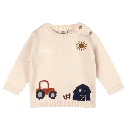 Farm Tractor Embroidered Sweater  Pullover