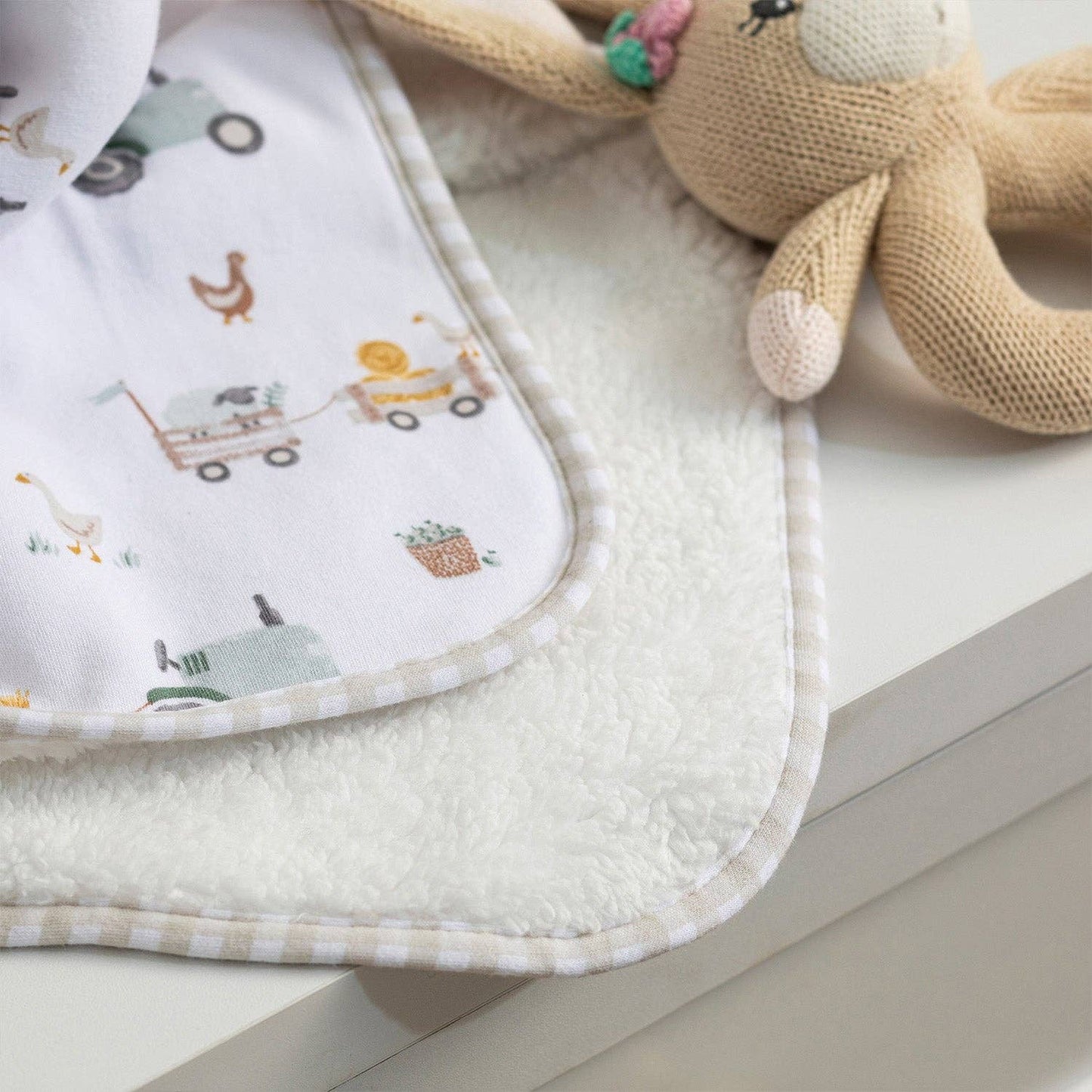 Premium Cotton Baby Blanket w/ Plush Lining | Tractor Ride